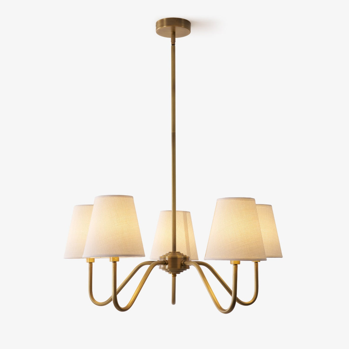 Candeeiro suspenso Viraean vintage industrial em latão e tecido