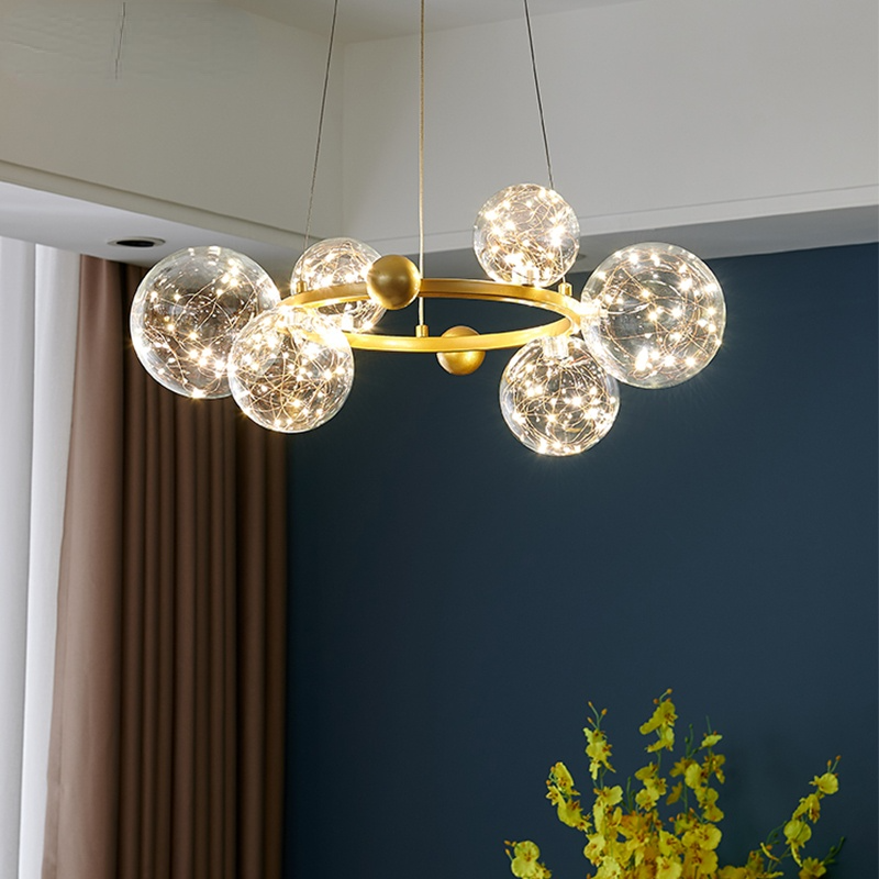Valentina – art déco-hengiljós með lýsandi kúlum úr gleri