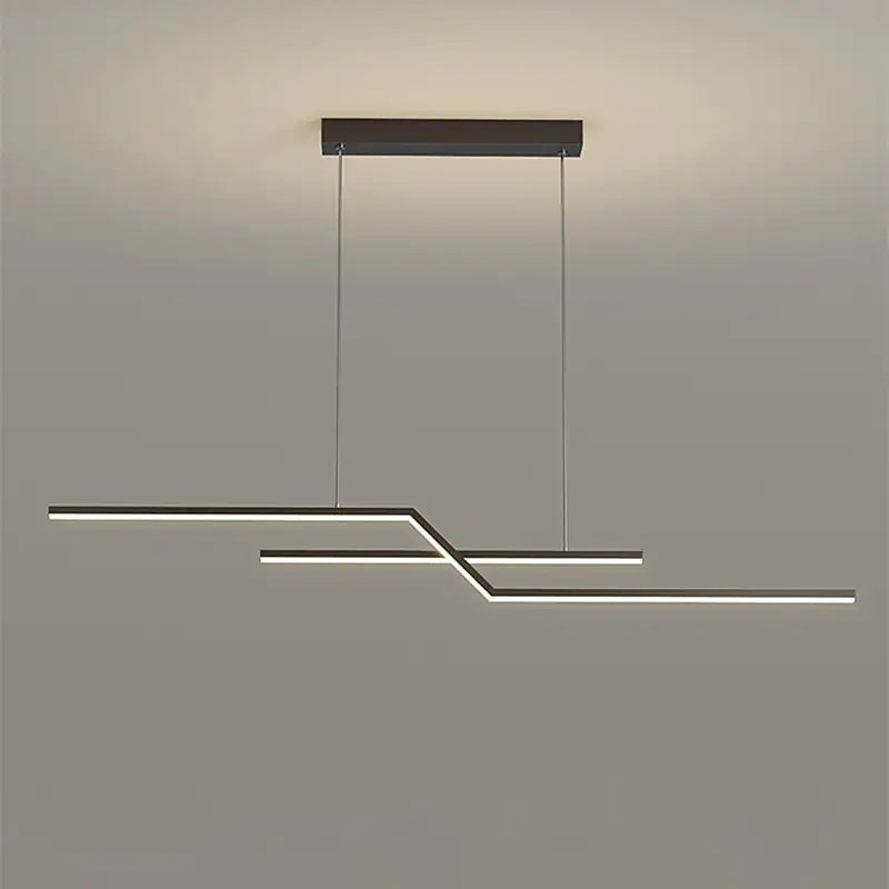 Arisha Parallel Fold Linear Pendant Light, Black/Gold, Living Room
