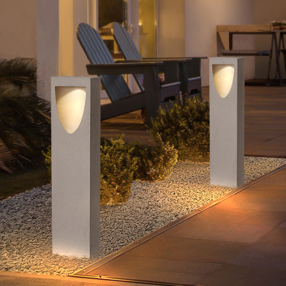 Ray modern utomhusgånglampa i grå sten med reflekterande design