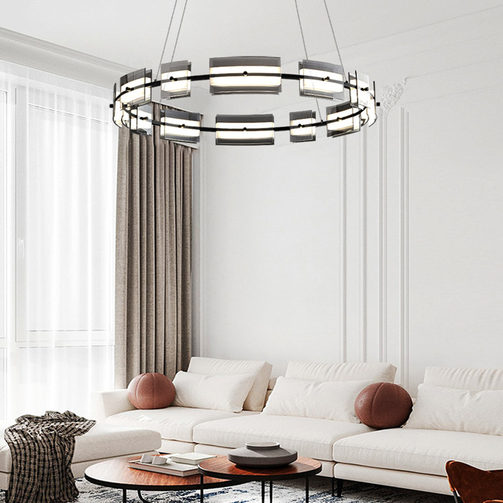 Arisha minimalistisk ringformad pendellampa i metall, svart/guld