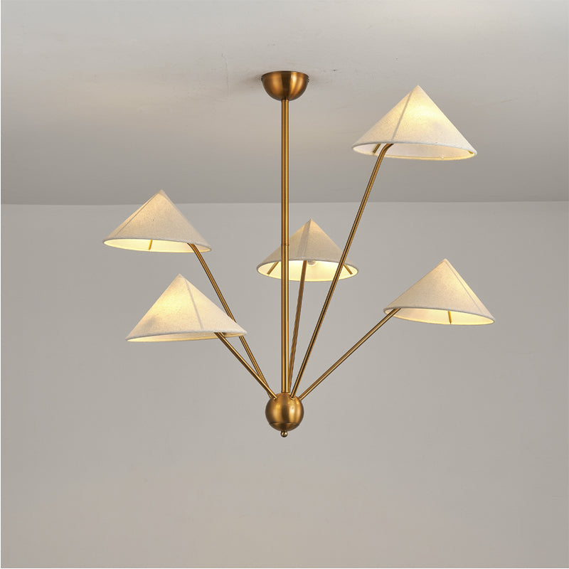 Silva-retrotyylinen yksinkertainen LED-kattovalaisin, messinkimetalli, 5 valoa, olohuoneeseen/keittiöön