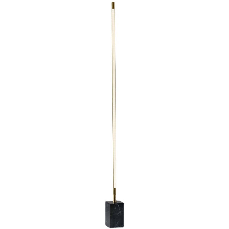 Edge minimalistinen lineaarinen lattiavalaisin, musta/kullanvärinen, metalli/marmori