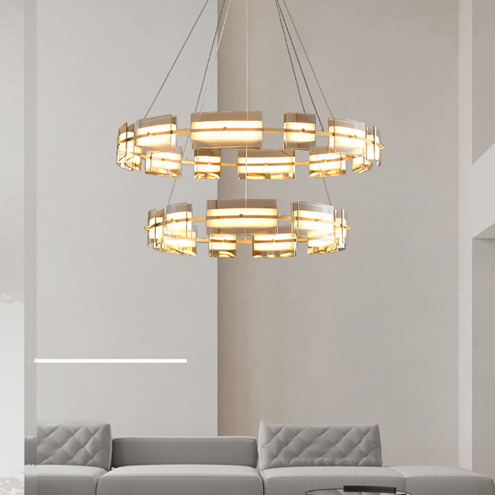 Arisha minimalistisk ringformad pendellampa i metall, svart/guld