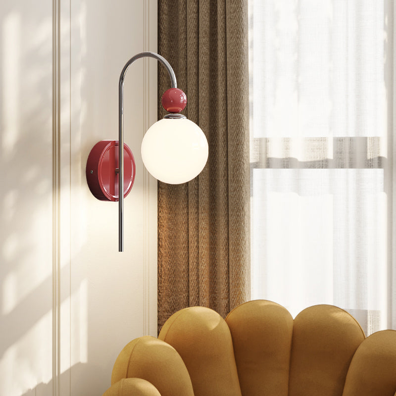 Valentina modern LED-inomhusvägglampa Röd/Kaffebrun Metall/Glas Sovrum