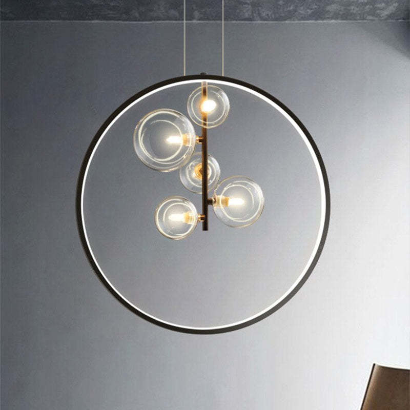Arisha nordisk modern LED-pendellampa med glasbubblor för matsal