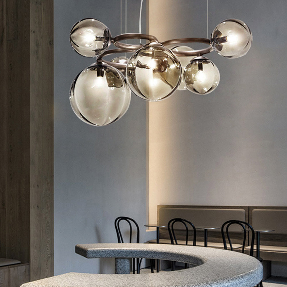 Valentina nútímalegt bylgjulaga hönnunarhangandi ljós úr málmi og gleri, hvítt/gull