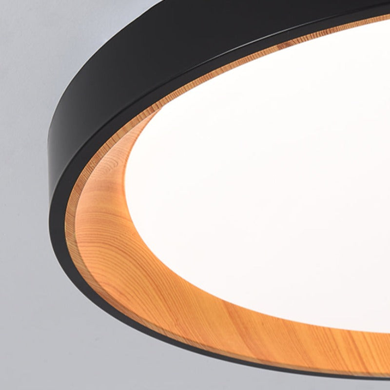 Arisha Modern LED Flush Mount Ceiling Light White Wood Kitchen