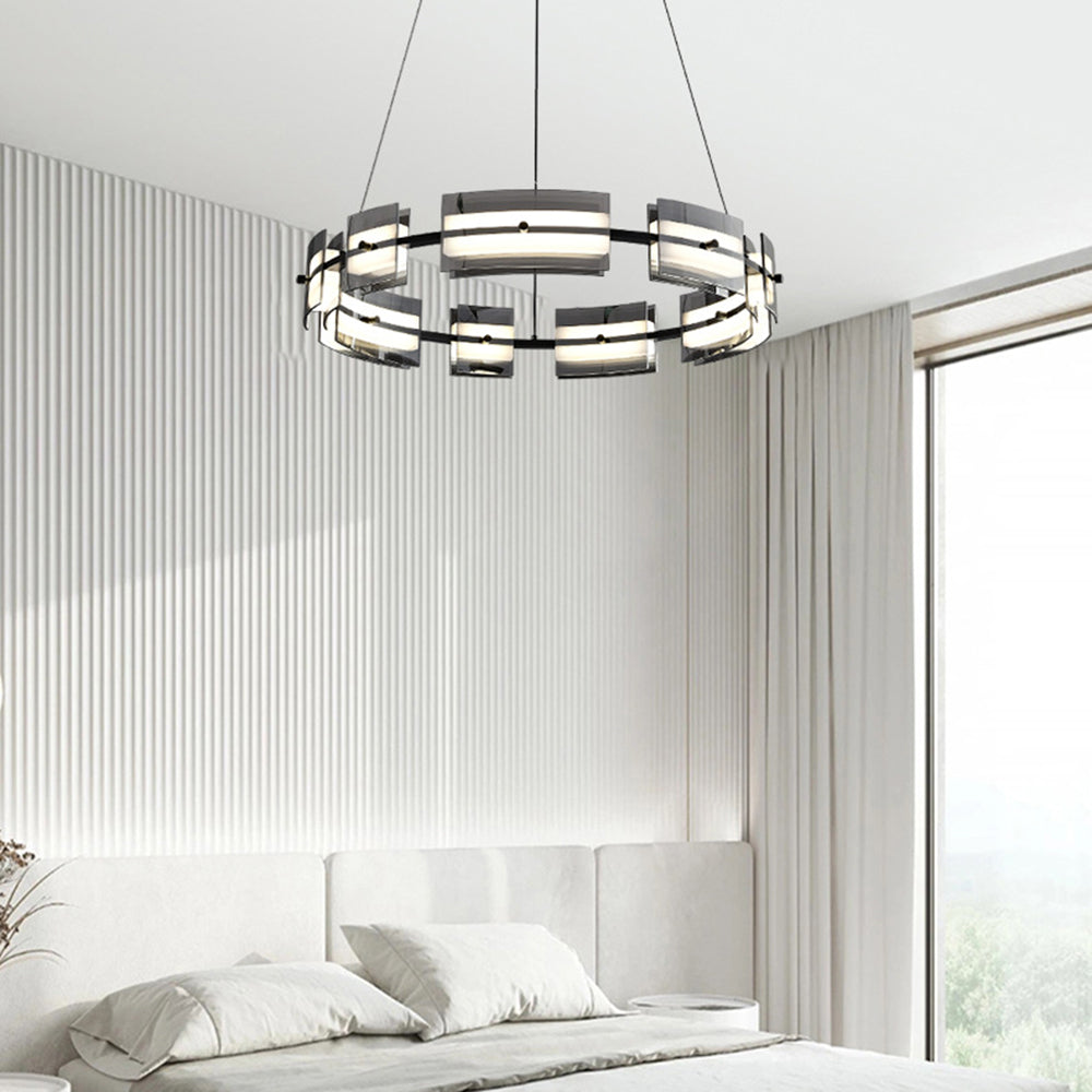 Arisha minimalistisk ringformad pendellampa i metall, svart/guld