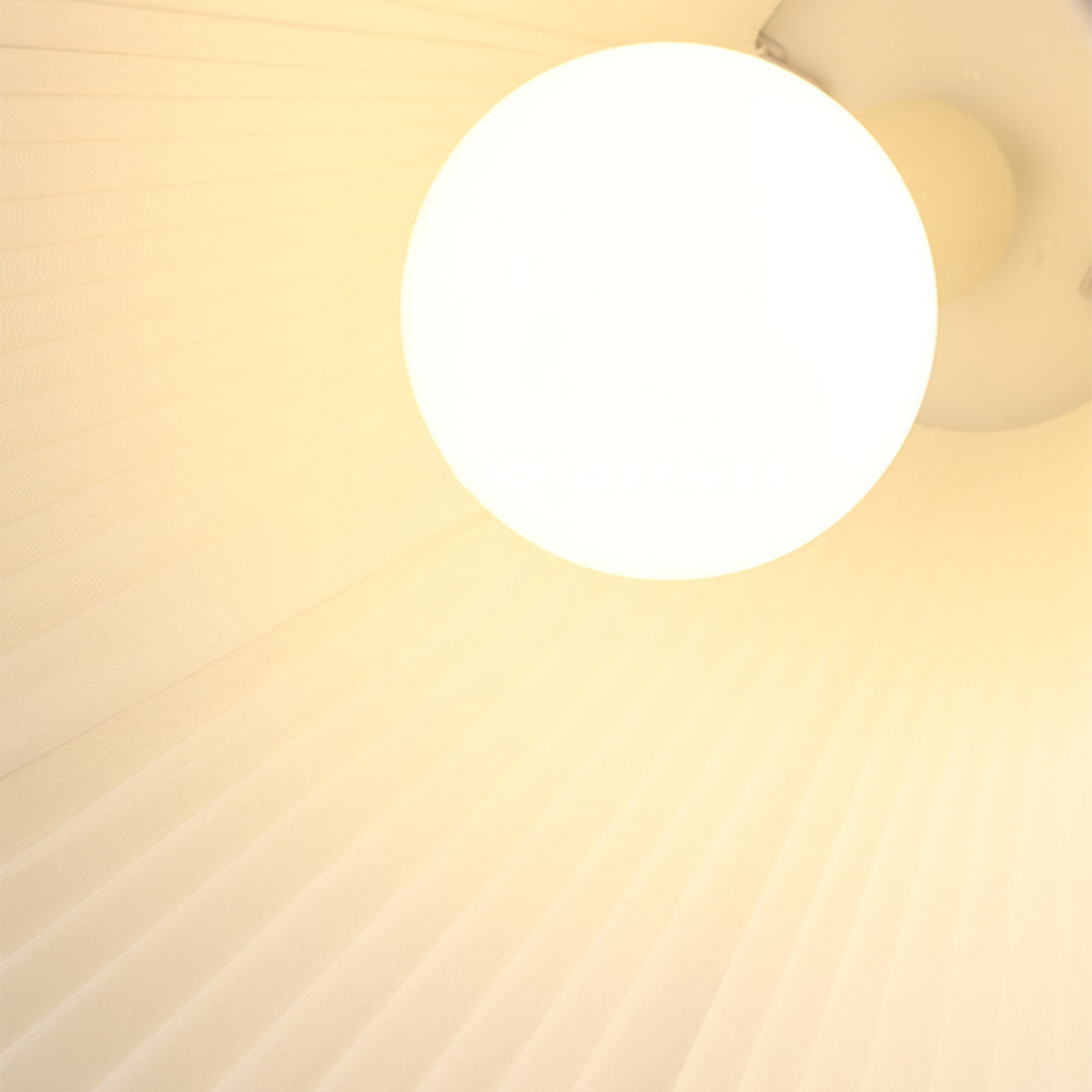 Ritta minimalistisk LED-pendellampa i tyg med dubbla överlappande lager, vit