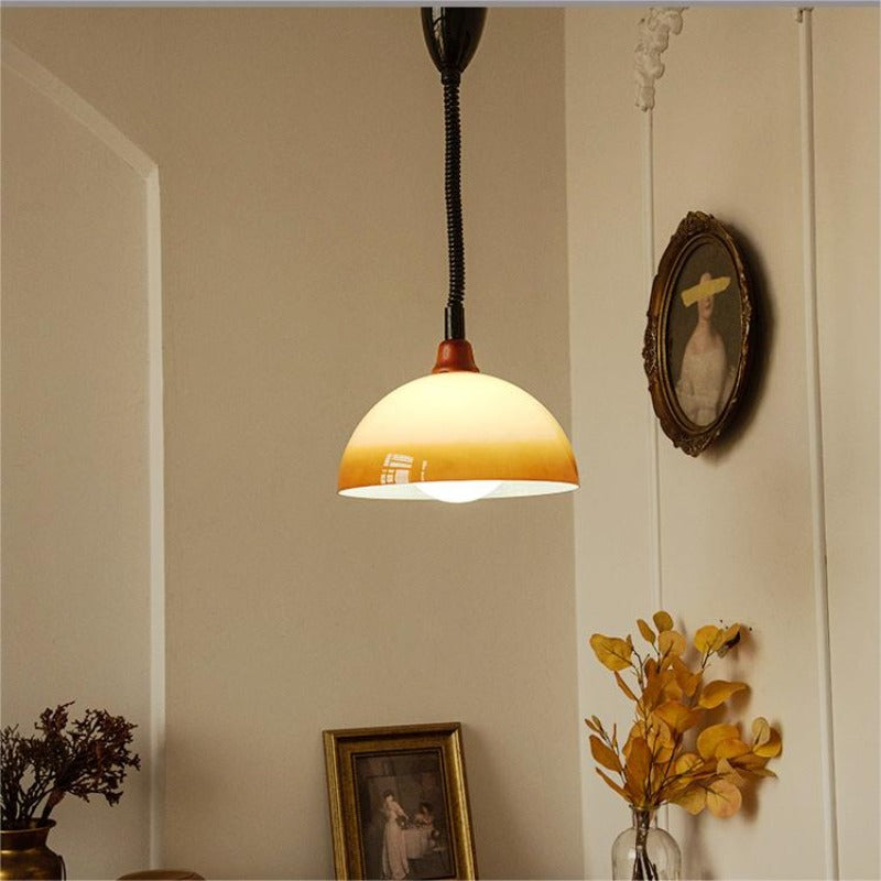 Valentina Retro LED Round Pendant Light Adjustable Brown Dining Room