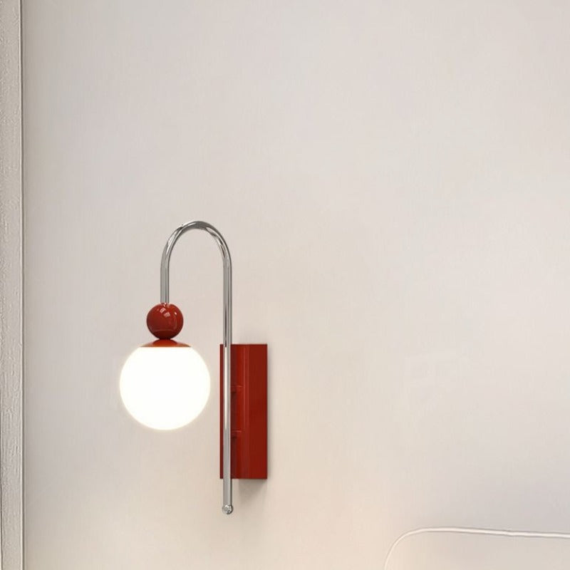 Valentina modern LED-inomhusvägglampa Röd/Kaffebrun Metall/Glas Sovrum