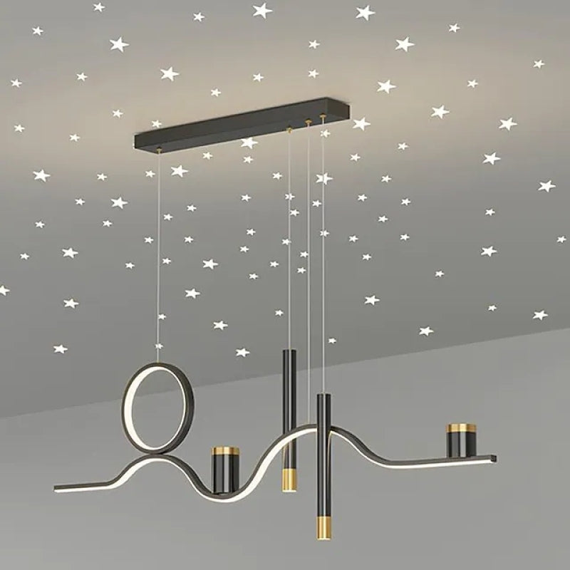Arisha Modern Metal Linear Starry Night Pendant Light, Black