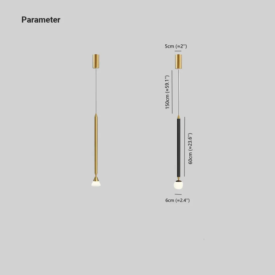 Vikal Linear Pendant Light Bedside, Black & Gold