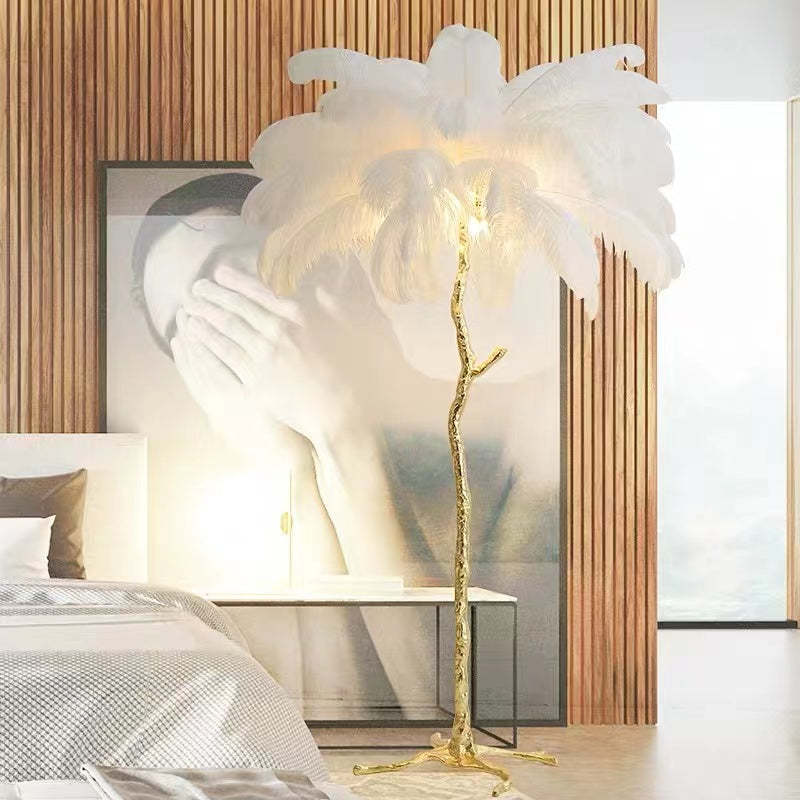 Salenor Nordic Luxury Unique Ostrich Feather Floor Lamp/Table Lamp