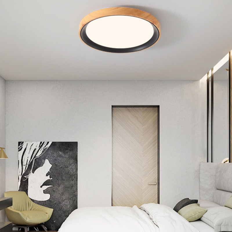 Arisha Modern LED Flush Mount Ceiling Light White Wood Kitchen