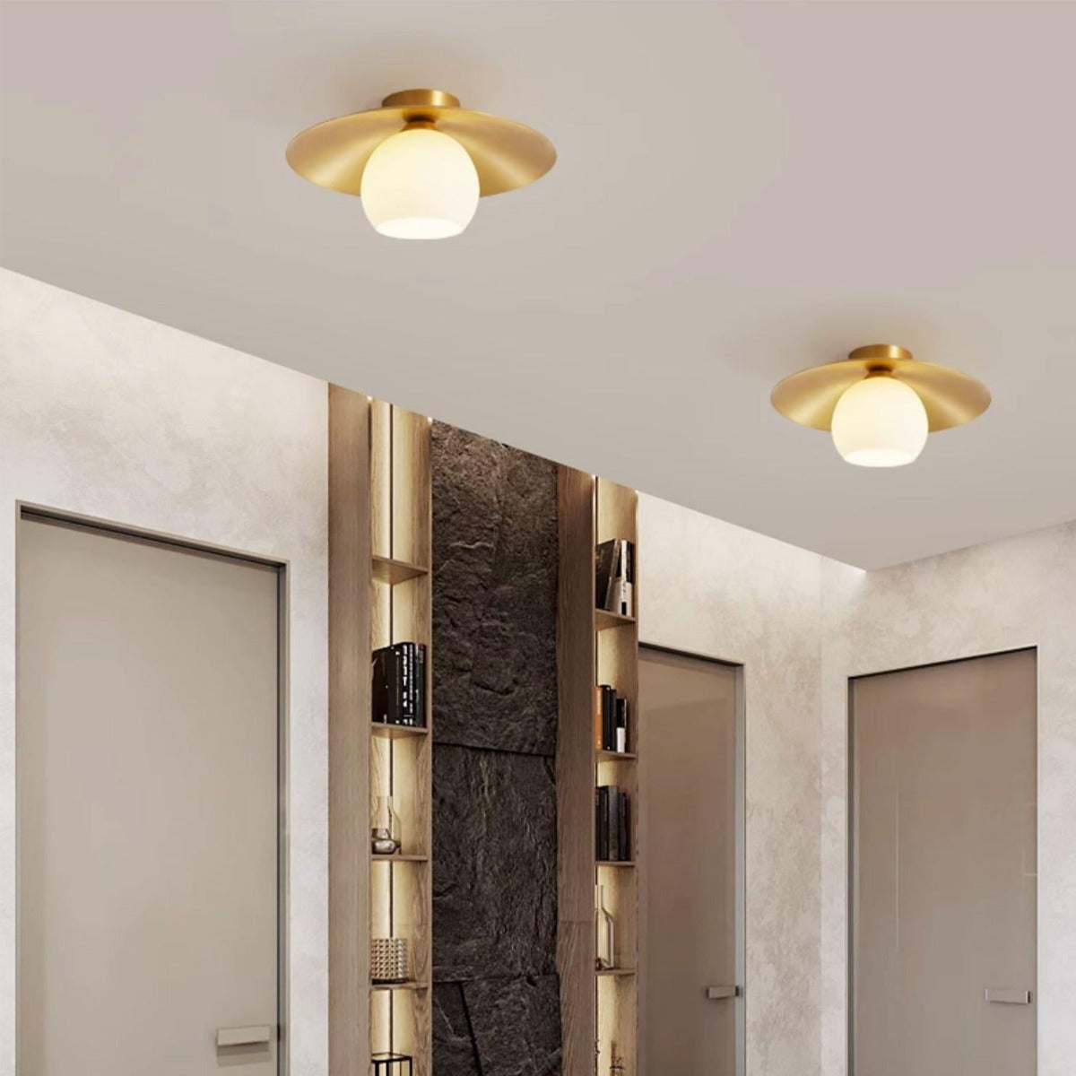 Arisha nordisk retro LED-loftlampe i metal og glas til gang