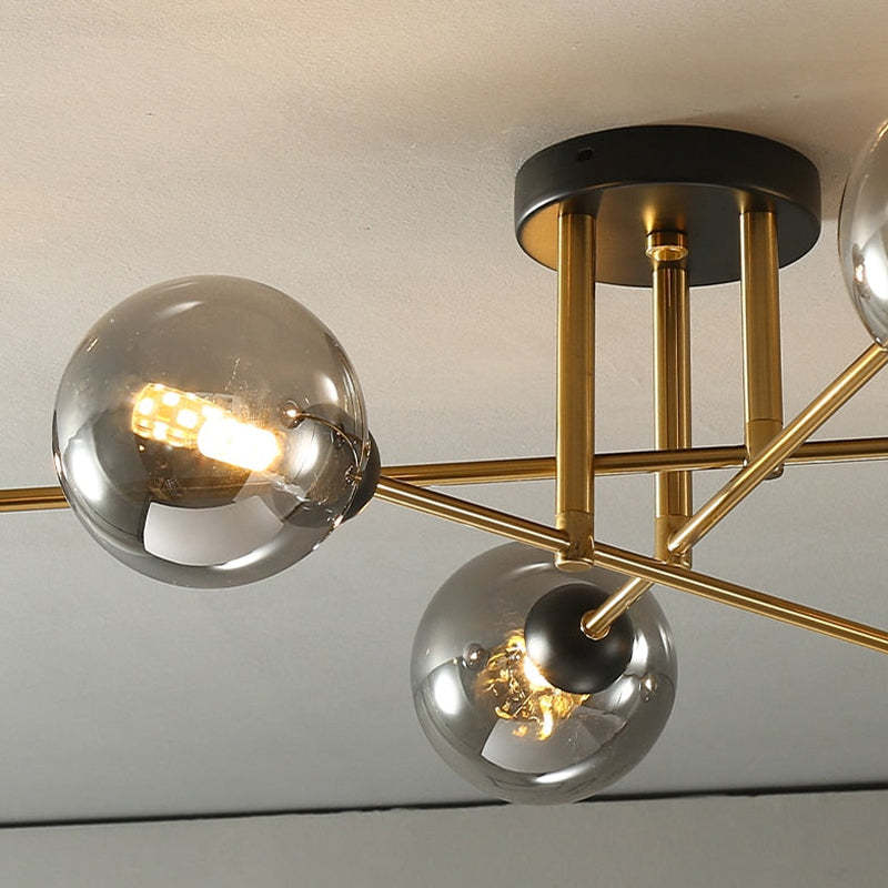 Valentina industriell LED-takkrona med glasglob, 6 stilar