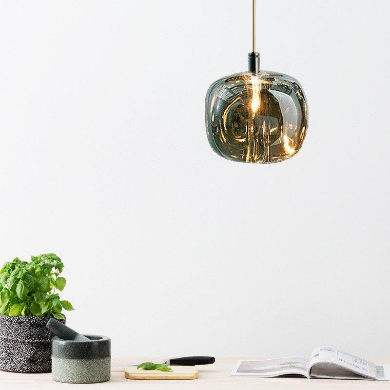 Valentina modern LED-pendellampa i bubbligt glas, bärnstensfärgad/genomskinlig/grå
