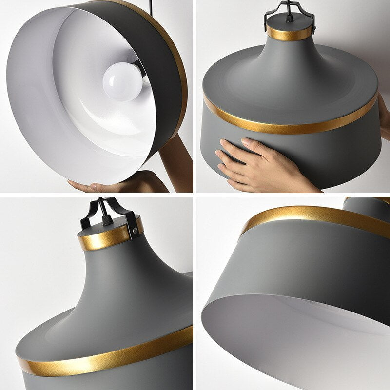 Valentina modern färgglad enkel pendellampa med metallskärm