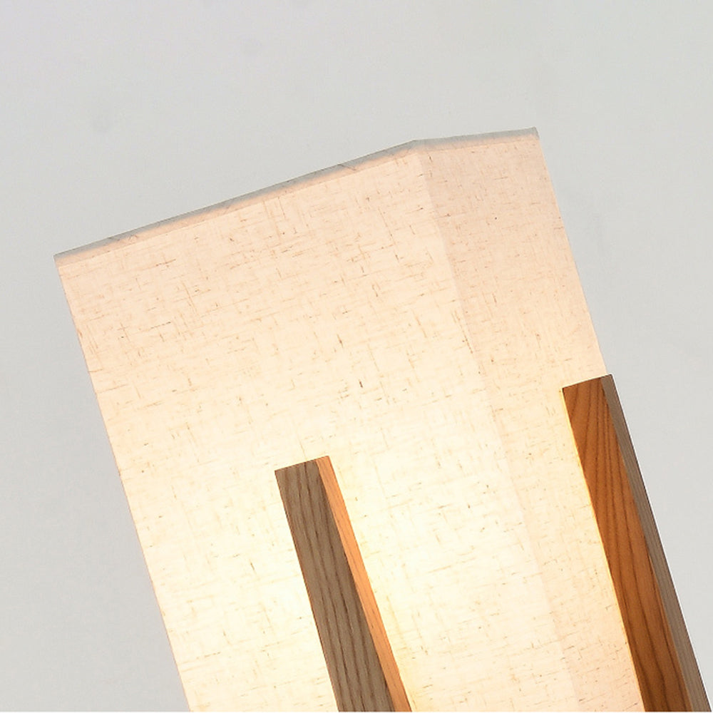 Ozawa naturlig rektangulär golvlampa i trä/tyg