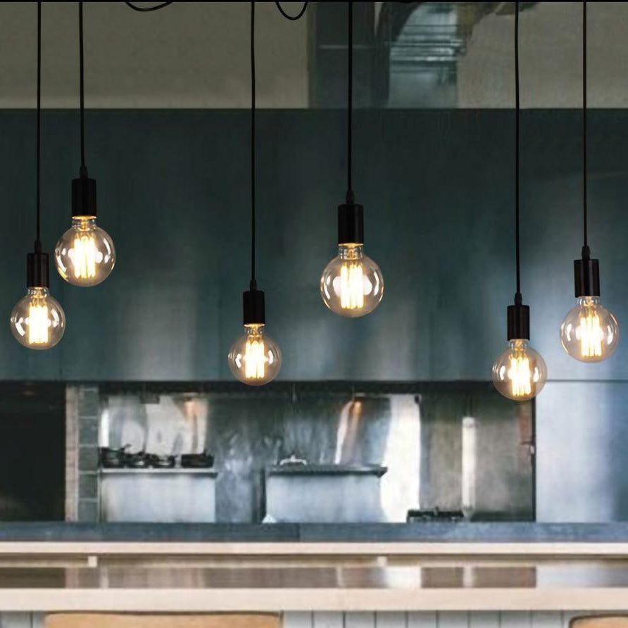 Silva retro lantlig LED-spindelkrona, svart/vit