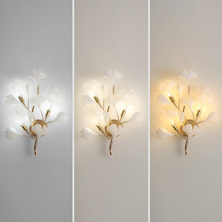 Olivia Modern LED Dekorativ Gingko Vägglampa Metall Keramik Vit/Guld Vardagsrum/Matsal/Sovrum