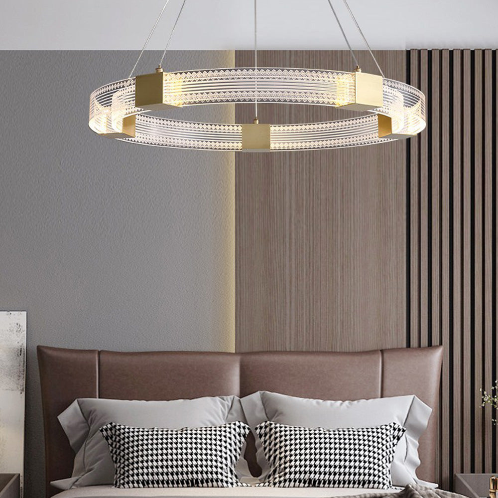 Arisha modern rund/oval pendellampa i metall, guld
