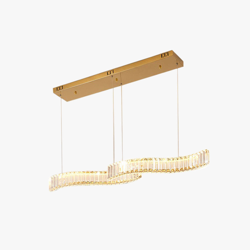 Kristy luksuriøse bølgeformede krystal-/metalpendellampe, sølv/guld