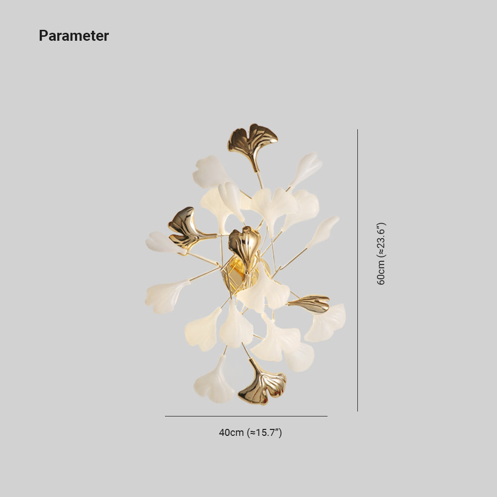Olivia Decorative Flower in Golden White Ceramic Wall Lamp