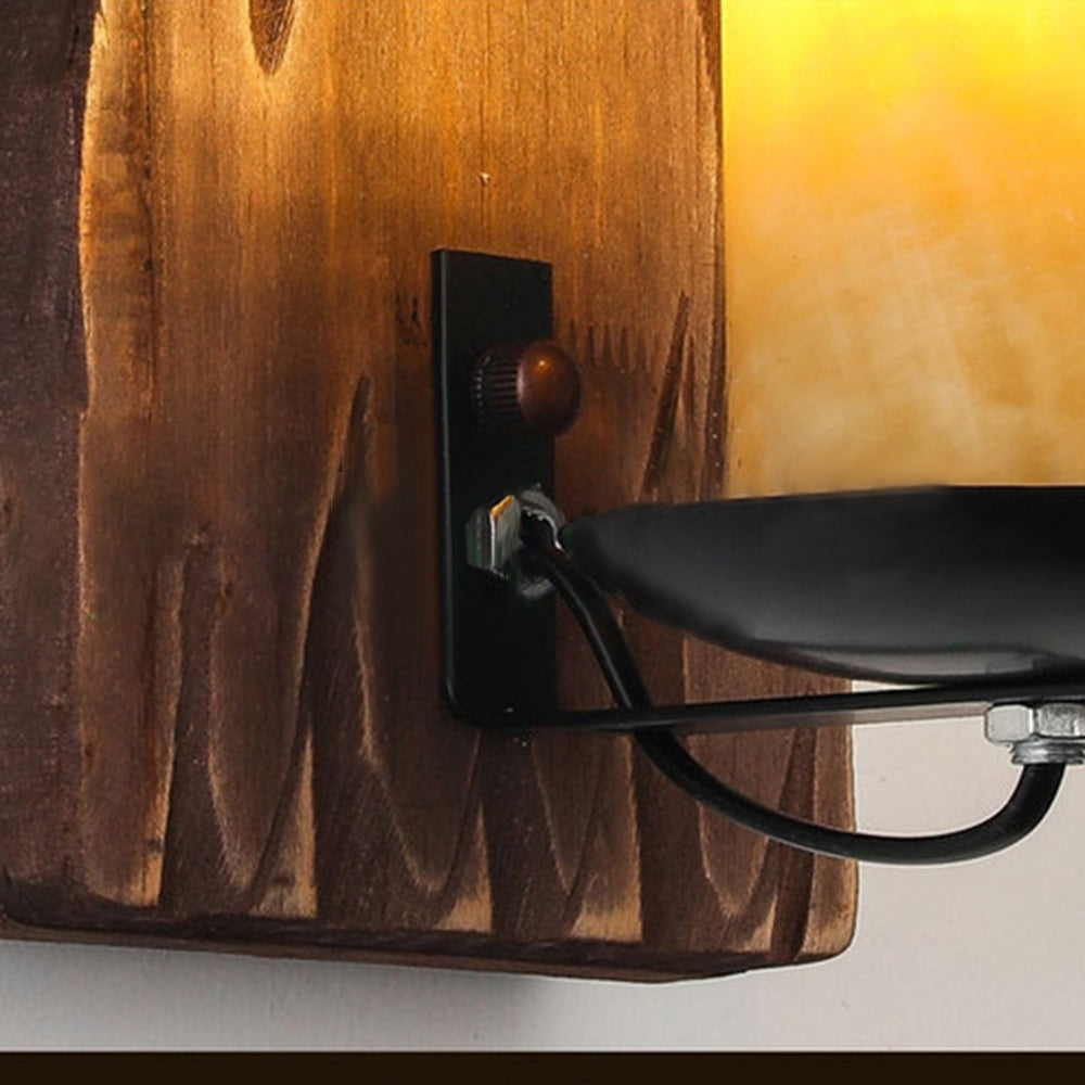 Epoch Wall Lamp Rectangular Vintage, Wood/Metal, Bedroom