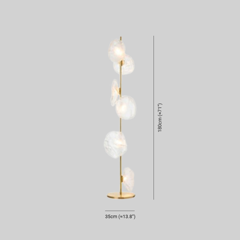 Byers exklusiv golvlampa med blomform i metall/glas, svart/guld/grå