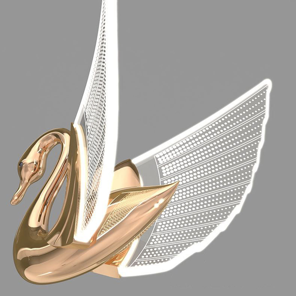 Arisha art déco-svanformad vägglampa i metall, guld/roséguld
