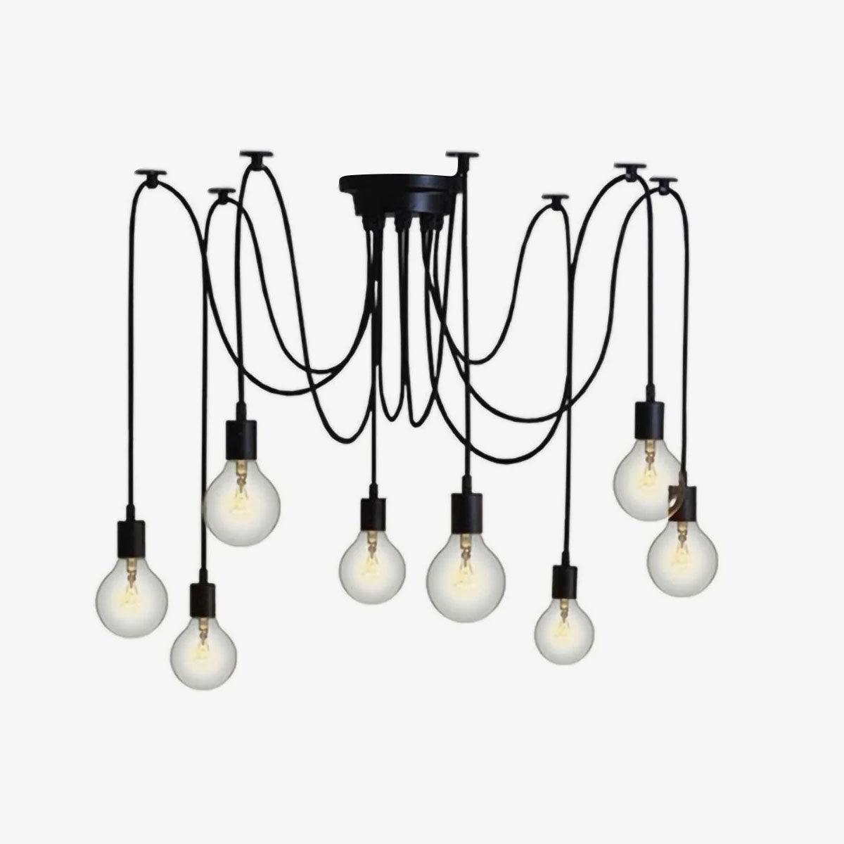 Silva retro lantlig LED-spindelkrona, svart/vit