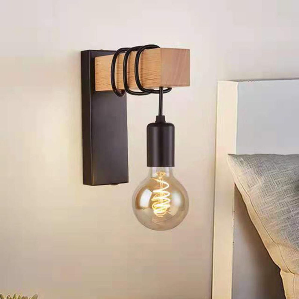 Silva Wall Lamp Bulb Industrial, Metal, Black/White, Living Room