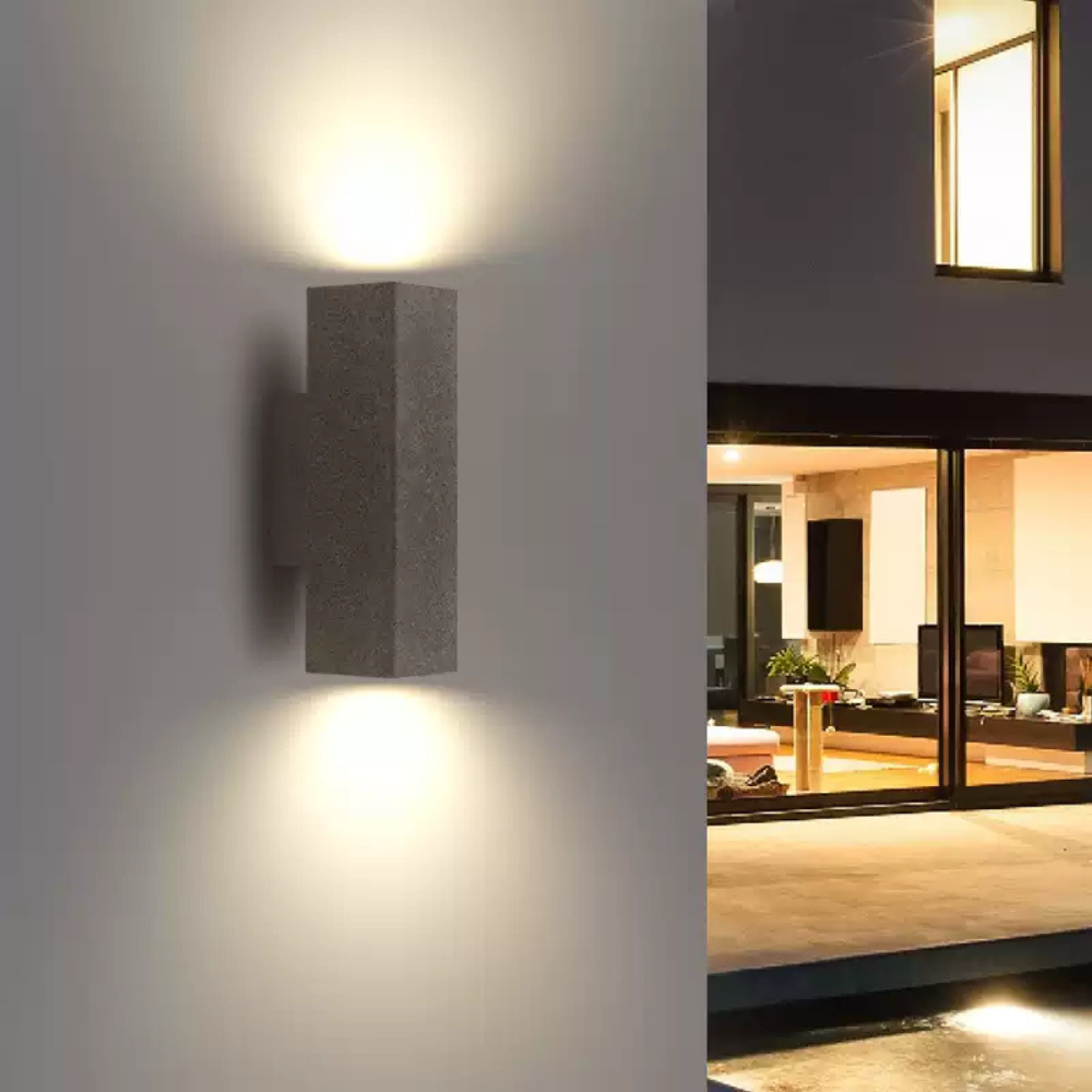 Ray minimalistisk fyrkantig utomhusvägglampa i cement, vit
