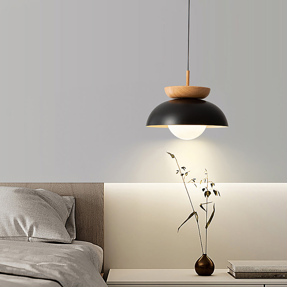 Muto nordisk pendellampa eller plafond i svart trä och metall för kök och balkong