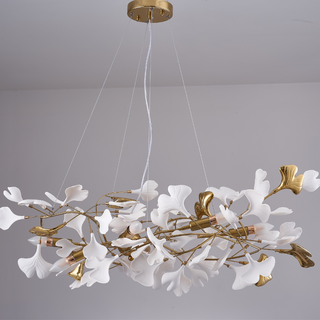 Olivia Design Ginkgo Blad Metall Keramisk LED Ljuskrona Vardagsrum Sovrum