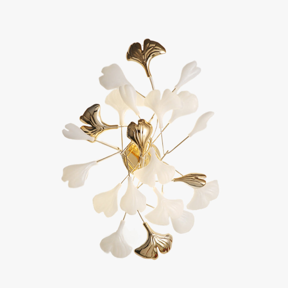Olivia Decorative Flower in Golden White Ceramic Wall Lamp