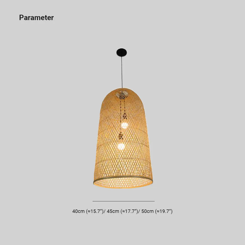 Ritta naturlig handgjord bambupendellampa med LED, sovrum