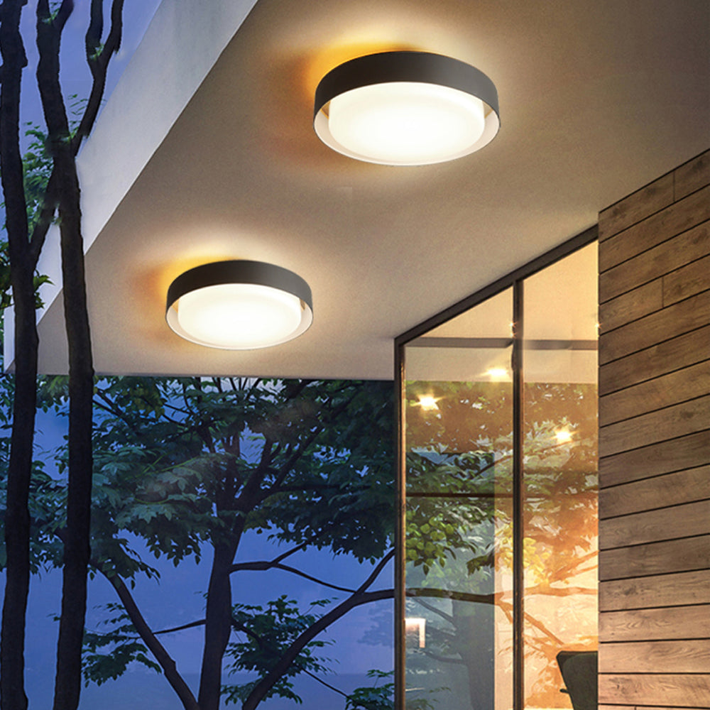 Ray Modern Round Flush Mount Ceiling Light, Metal/, White/Black