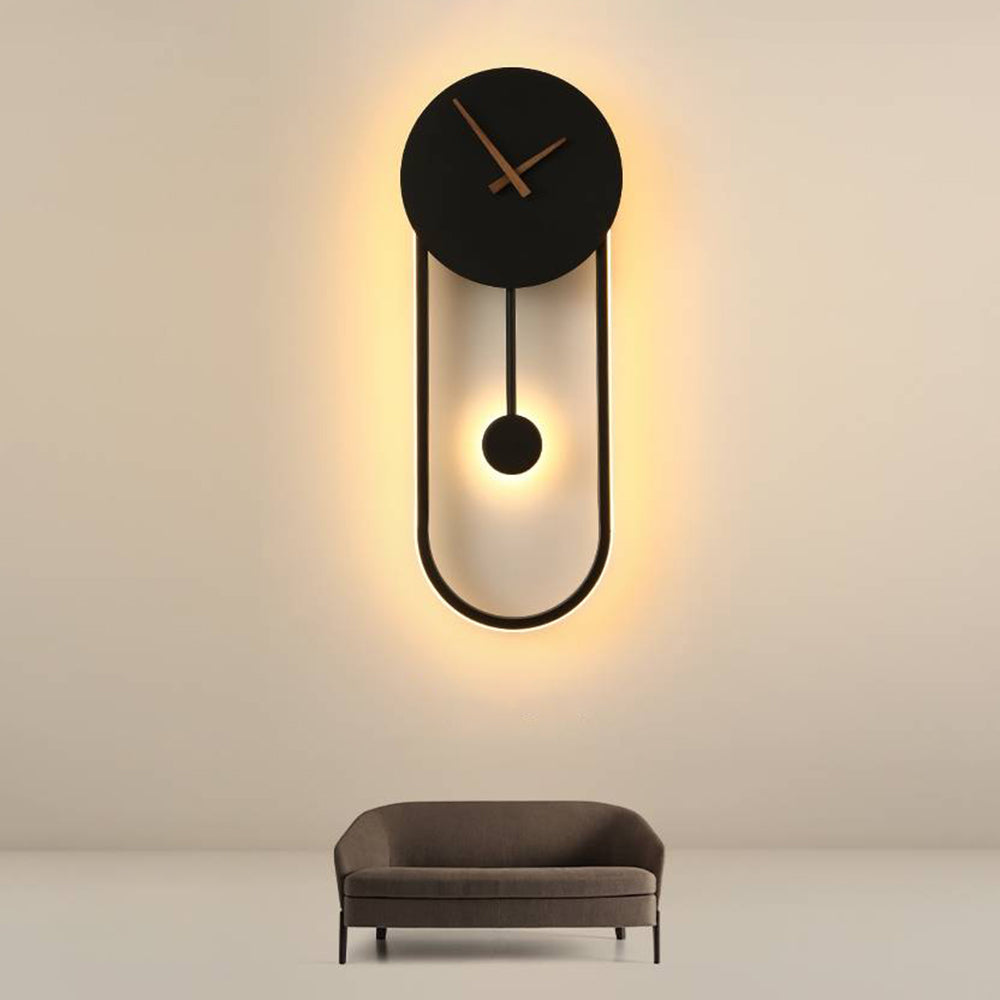 Arisha Nordic Clock Wall Lamp, Gold & Black