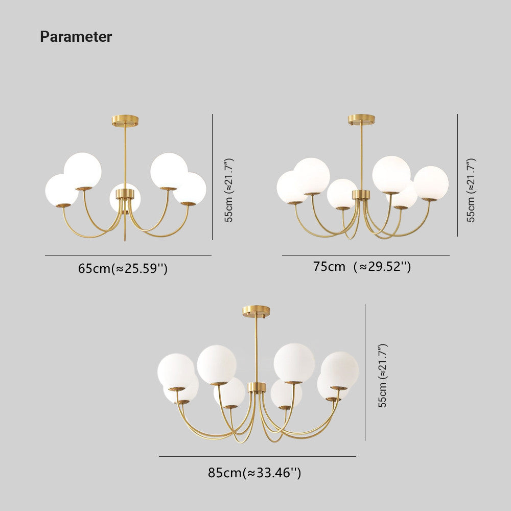 Valentina moderne kugleformet lysekrone med bobler, metal/glas, guld