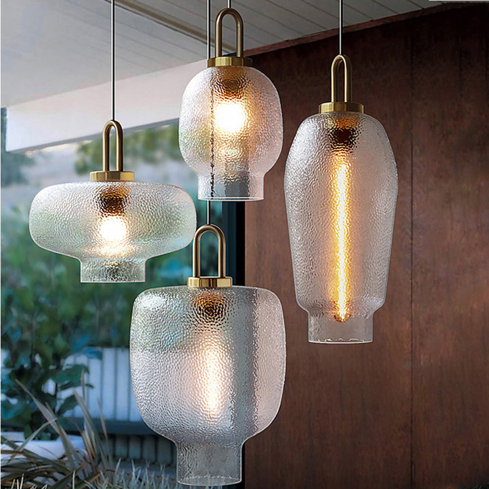 Valentina minimalistisk blåst pendellampa i frostat klart glas