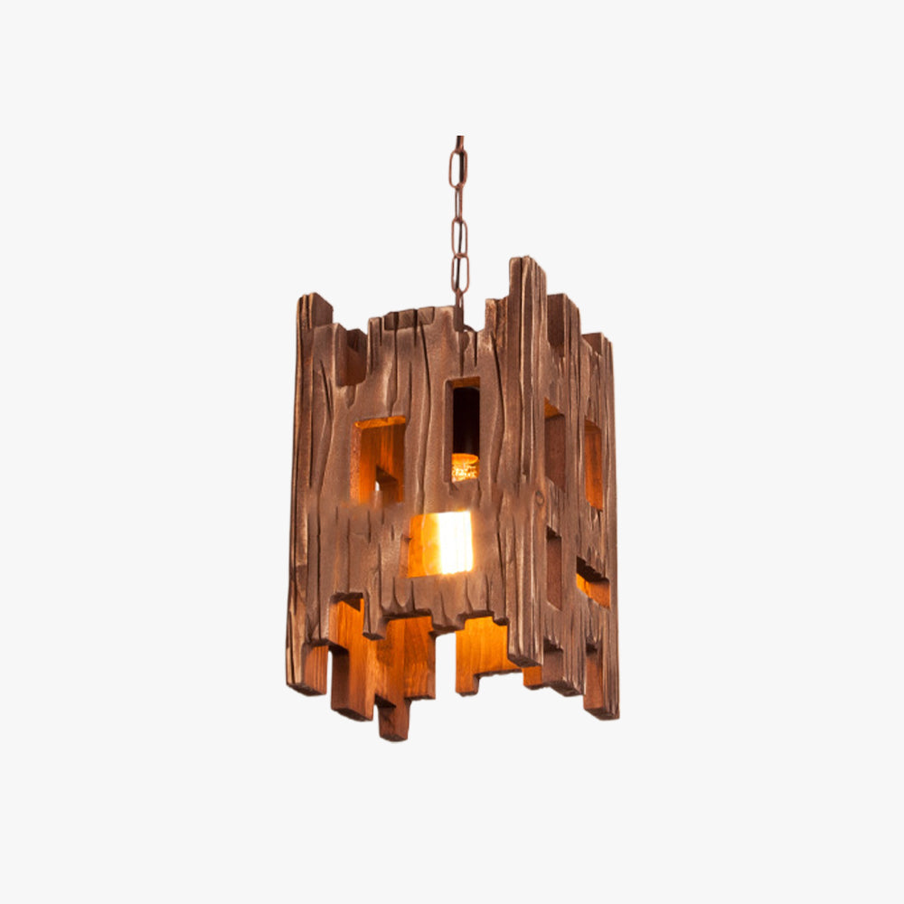 Epoch retro rektangulär lampa i metall och trä