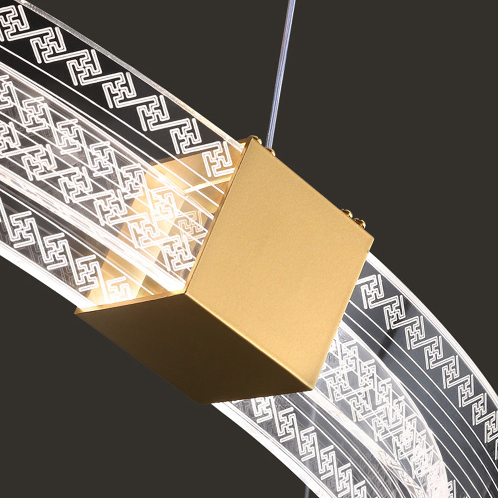 Arisha modern rund/oval pendellampa i metall, guld