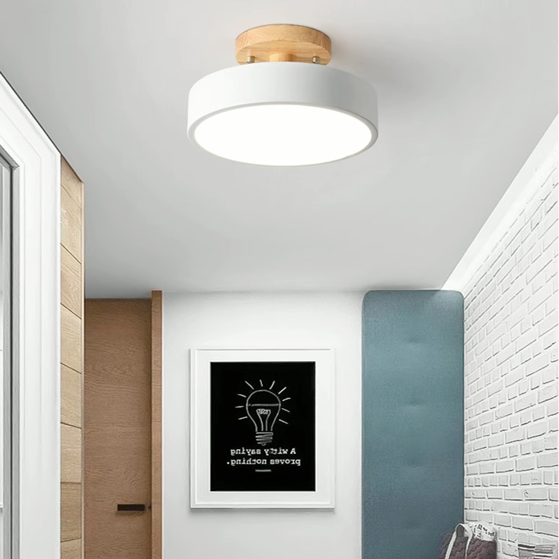 Zera pyöreä moderni LED-pintakattovalaisin, puunvärinen ja värikäs