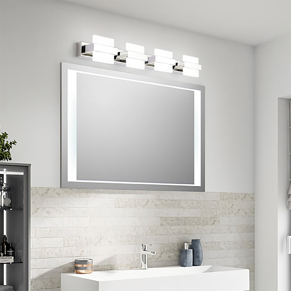 Arisha modern fyrkantig metall-/vägglampa, silver, badrum