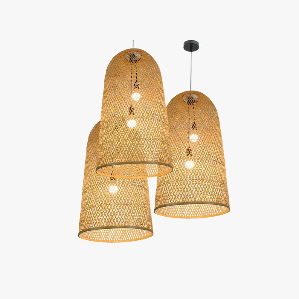 Ritta naturlig handgjord bambupendellampa med LED, sovrum
