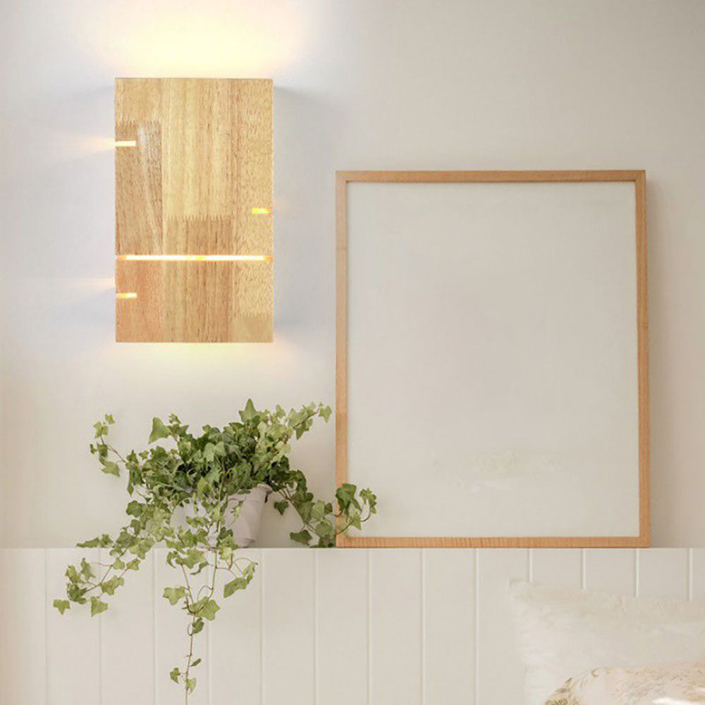 Muto Wall Lamp Rectangular Minimalist, Mounted Bedside, Wood, Bedroom